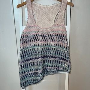 Metallic Sparkle Knit Asymmetrical Top